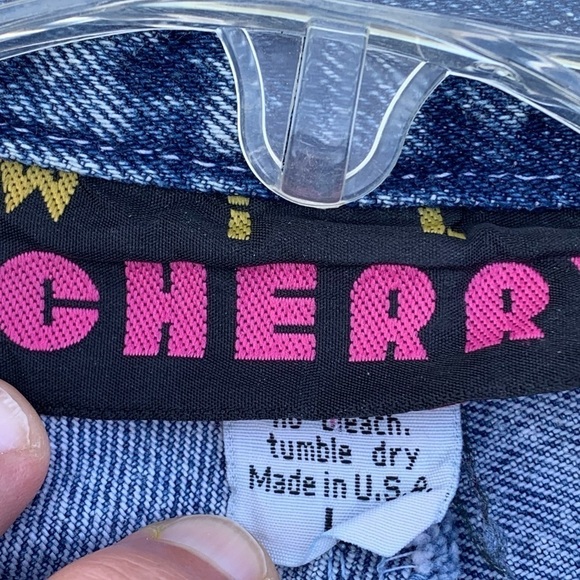 Vintage Denim Blue Jean Jacket Floral 80s Women’s Size Large - Picture 10 of 12